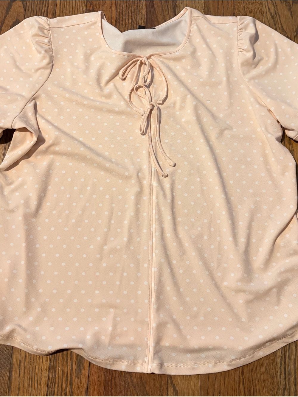 Adrianna Papell Pink Polka Dot Tie-Neck Blouse